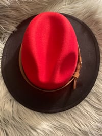 Image 3 of Red & Black Fedora Hat