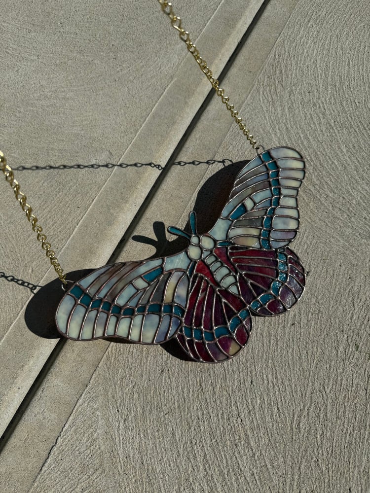 Red Moth - Tiffany Lamp Screen Inspired