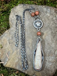 Image 1 of Signature Skull and Fossilized Coral Long Necklace