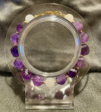 Image 1 of Amethyst and White Jade with faceted gold Hematite - Size 7.5