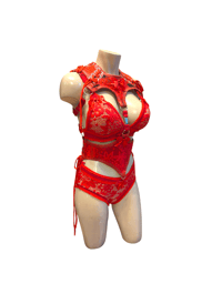 Image 2 of Red lace bolero set 