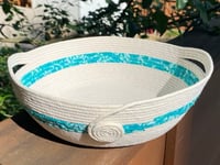 Image 1 of SEWING - Large Rope Basket with Handles & Teal Accent