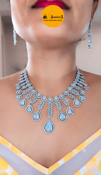 Image 2 of Sia White-Stunning AD Necklace Set with Earrings in White
