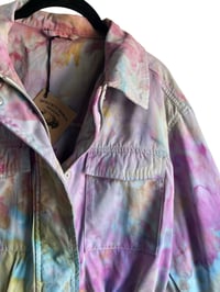 Image 8 of XS Cotton Twill Utility Jacket in Pastel Watercolor Ice Dye