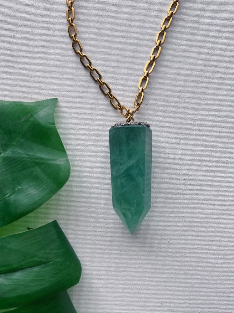 Image of BIG MAMA • Green Fluorite Large Crystal Necklace