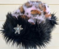 Pink Leopard/Black Santa Hat