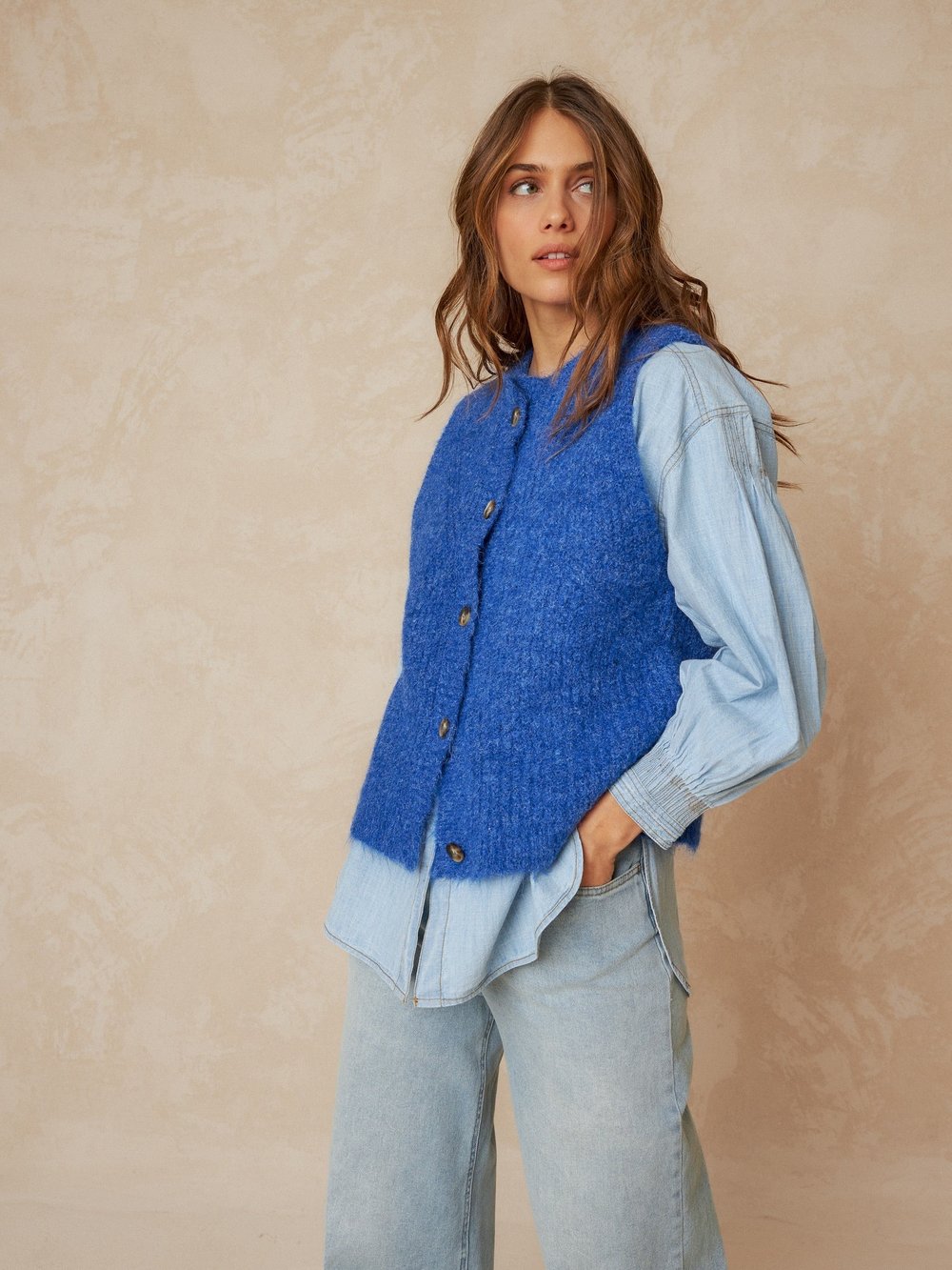 Image of Gilet tricot RD435 bleu dur 