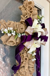 Image 3 of Burlap Cross Door Hanger 