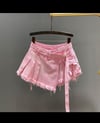 Pink denim skirt shorts 