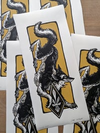 Image 2 of Lino print "LUNAR WOLF"