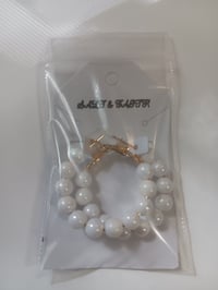 White Hoop Earrings 
