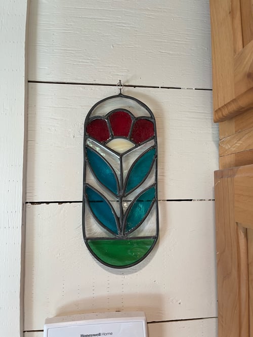 Image of Cottage Flower mini panel- stained glass
