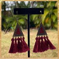 Image 3 of Triangle Dangle Drop Tassel Earrings!