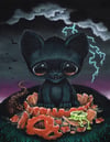 Halloween Black Cat Art Print