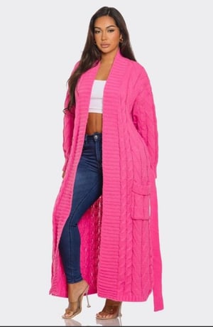 Image of Pink Love Cable Knit Cardigan