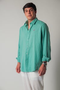 Image 5 of Camisa de lino verde agua