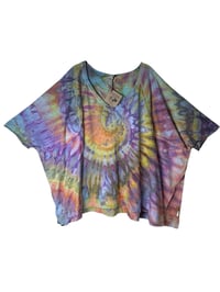 Image 2 of ♻️ UPCYCLED Free Size Knit Oversized Top in Summer Spiral Ice Dye