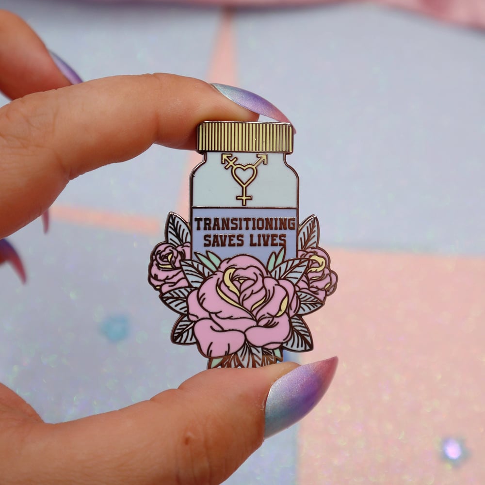 Image of Transitioning Saves Lives Enamel Pin