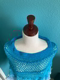 Image 2 of Handmade Crochet Poncho Bleu Claire