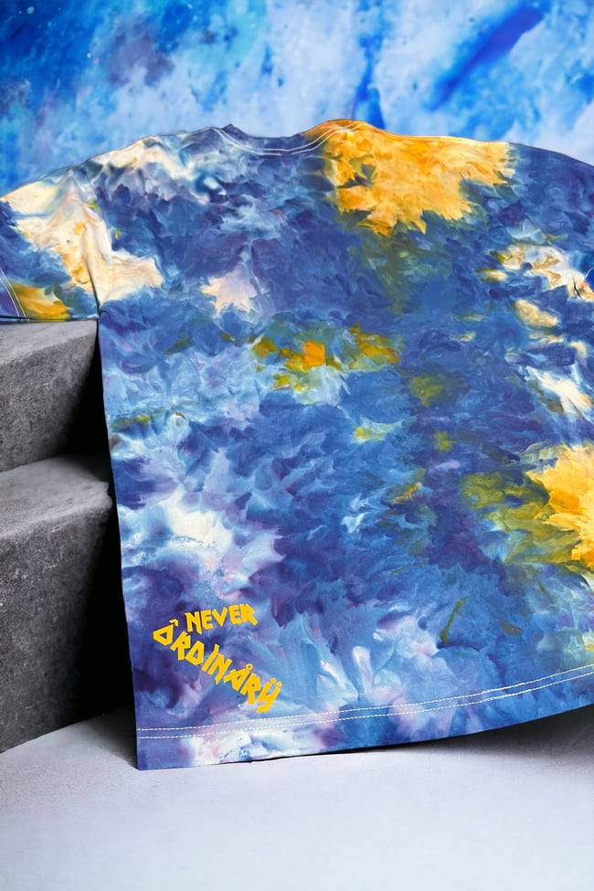 ICE DYED T -SHIRT (royal/gold)