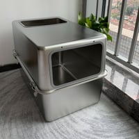 Image 2 of Stainless Steel Cat Litter Basin with Lid – Home Edition