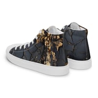 Image 13 of Gold and Black Tattered Texture Look Goth Inspired Women’s high top canvas shoes