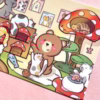 Image 2 of Bear Kitty Cafe A6 Art Print 