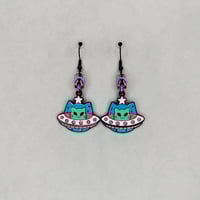 Image 3 of UFO (Unidentified Feline Object) Earrings