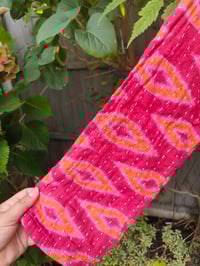 Image 3 of FESTIE Kantha Hoodie with pocket - pink orange