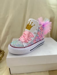 Image 1 of Toddler girl Kids bling pearl canvas shoes