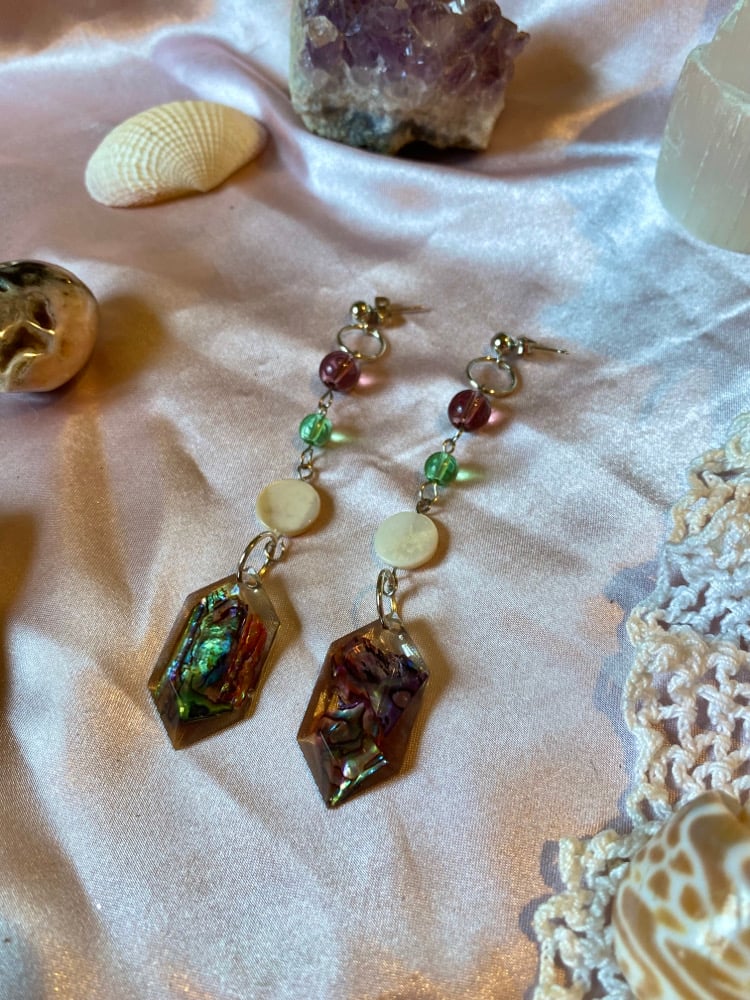 Image of Abalone Seashell Drop Earrings 