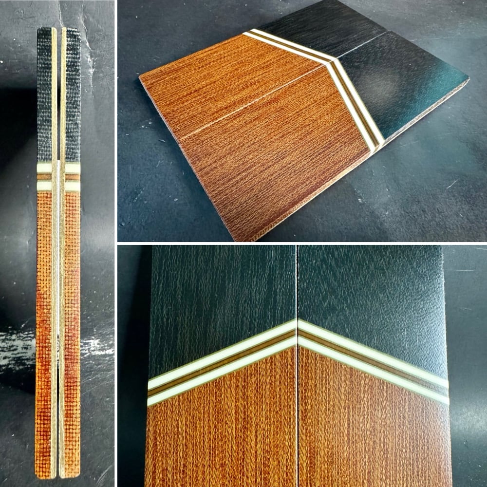 Image of Crosscut Black Micarta & Crosscut Tan Micarta Segmented Knife Scales