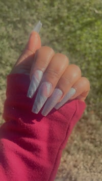 Image 2 of Nails - Long (Silver Glitter)