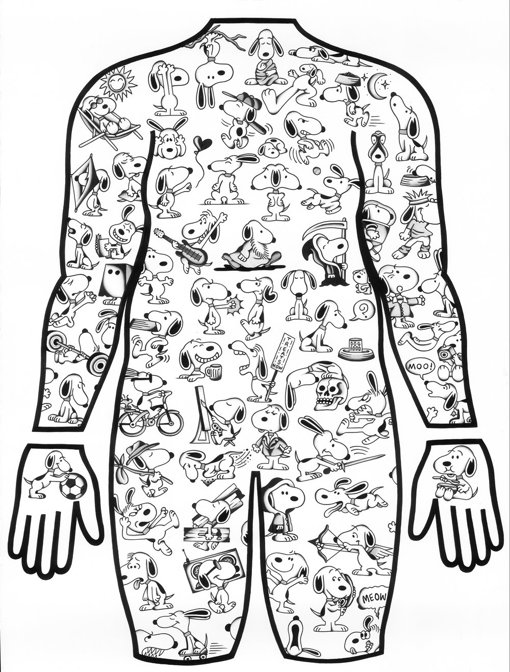 Image of Snoopy body suit A1 print. 