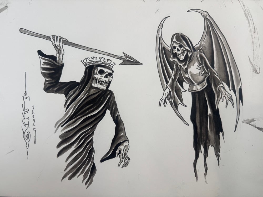 Image of Tim Lehi “Reaper Wolf Book Page #179” Painting