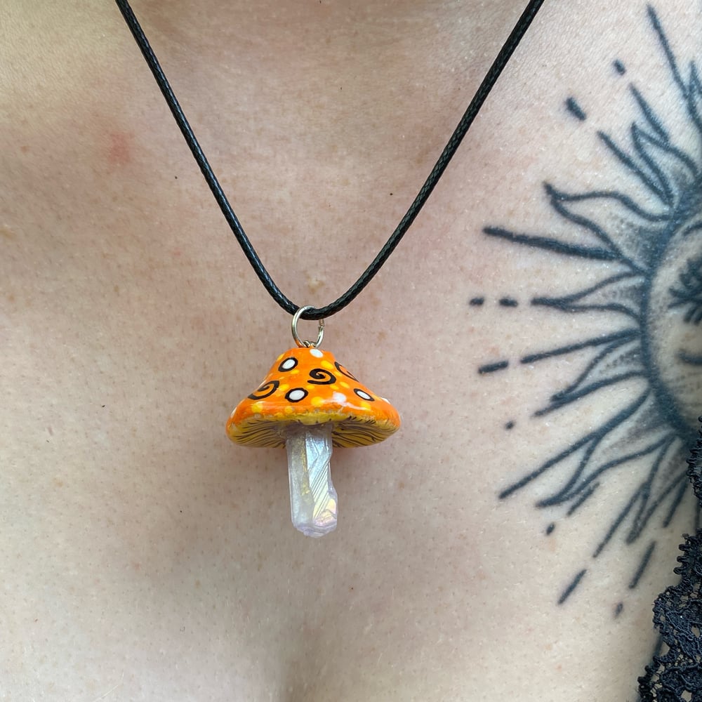 Image of orange mushroom necklace 