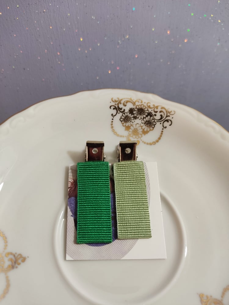 Image of Clip barrette verde e salvia