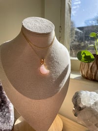 Image 1 of Gold Rose Quartz Moon  Crystal Necklace