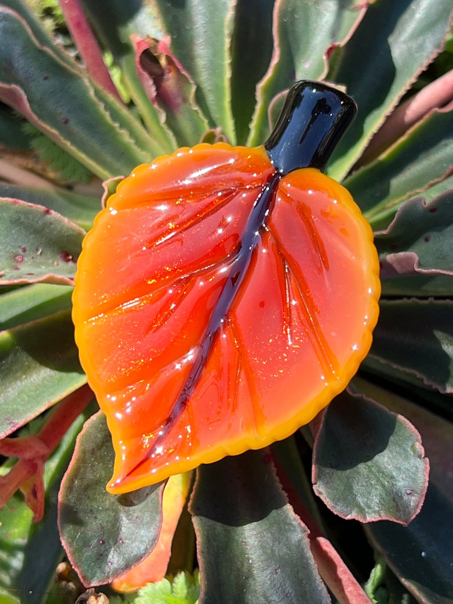 Image of Orange Sunburst Leaf Pendant