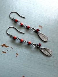 Image 7 of Italian coral and ruby follow your heart earrings