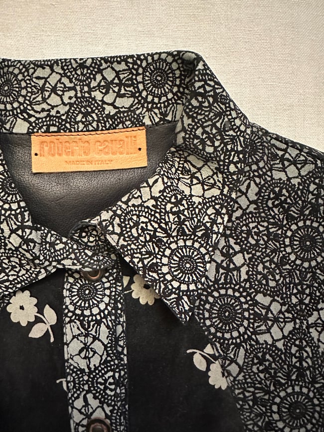 70s Roberto Cavalli leather suede snap jacket/ shirt 