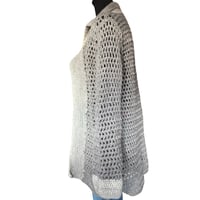 Image 3 of Hand Crochet Gray Cardigan Tunic - Long Sleeve - Women’s Size L
