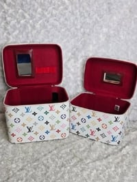 Image 2 of White colorful 2pc keepsake/travel makeup set