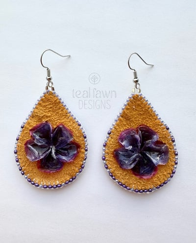 Image of Large Purple Teardrop Fish Scale Earrings