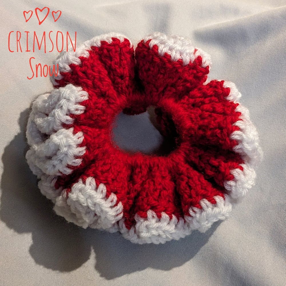 Image of Handmade Crochet Ruffle Scrunchie – Soft Acrylic Hair Accessory