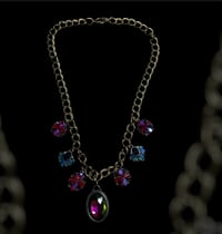 Image 1 of Fuchsia and Blue Oil Spill Necklace 