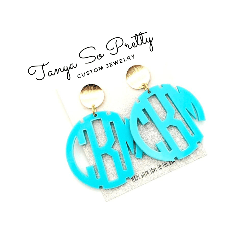 Image of Turquoise Monogram Earrings