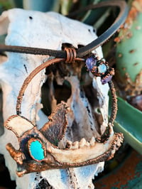 Image 2 of Desert Coyote Jaw Bone Copper Electroformed Statement Necklace 