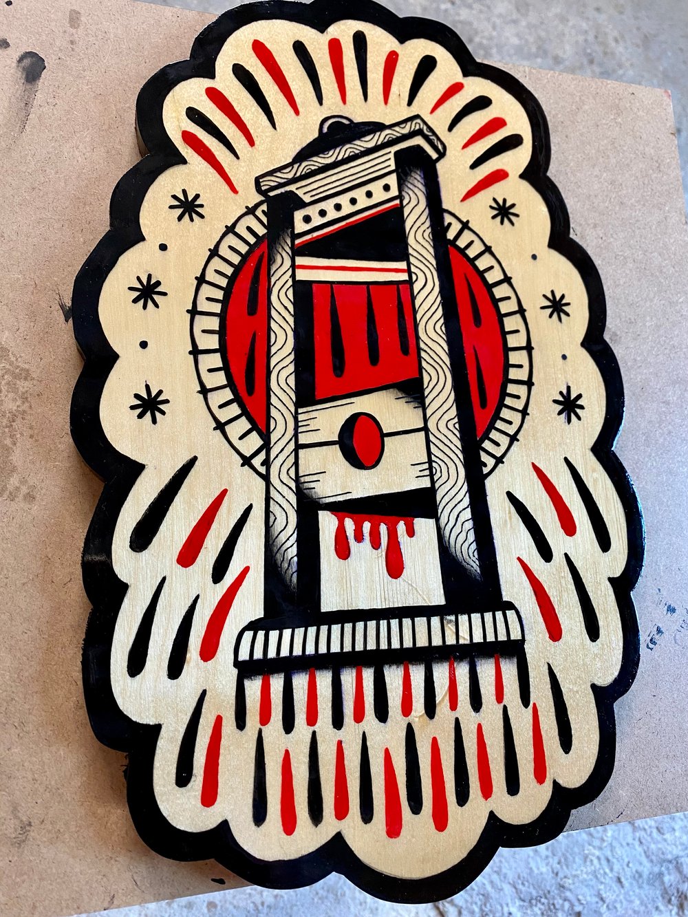 Guillotine / Acrylic on Wood