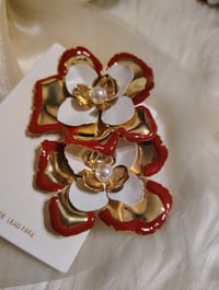 Image 2 of RED & WHITE ROSE EARRINGS 
